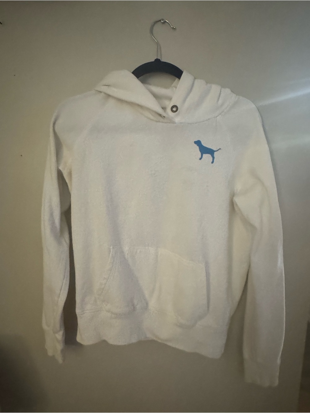 White Hooded Youth Hoodie  with Blue Dog Logo